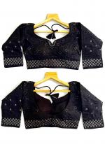 Heavy Milan Silk Black Festival Wear Embroidery Work Readymade Blouse